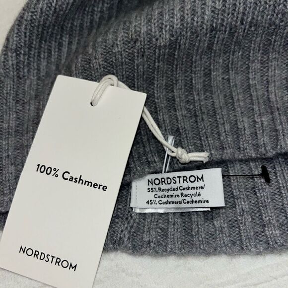 NWT Nordstrom 100% Cashmere Beanie In Gray - Picture 5 of 6